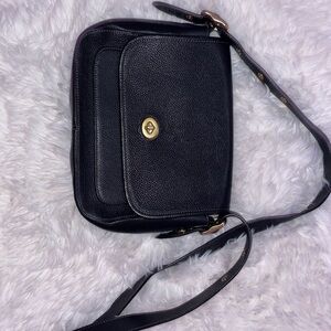 Vintage Black Leather Shoulder Bag
